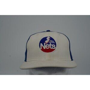 VTG New Era Hat Adult 7 1/2 White New Jersey Nets NBA 59Fifty Fitted Cap Men 90s